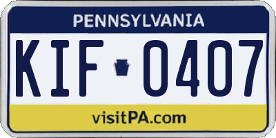 PA license plate KIF0407