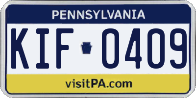 PA license plate KIF0409