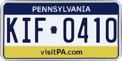 PA license plate KIF0410