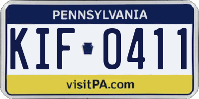 PA license plate KIF0411