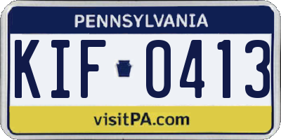 PA license plate KIF0413