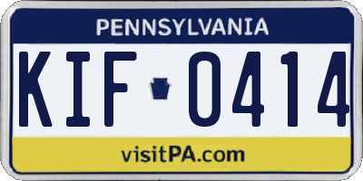 PA license plate KIF0414