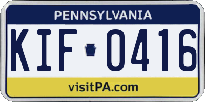 PA license plate KIF0416