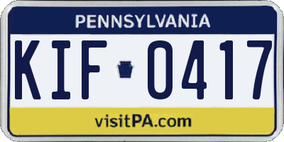 PA license plate KIF0417