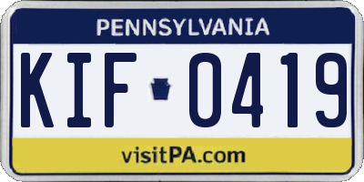 PA license plate KIF0419