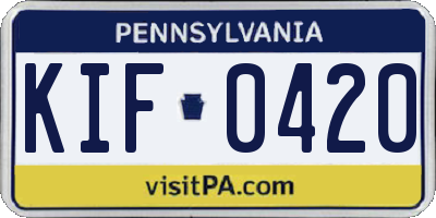 PA license plate KIF0420
