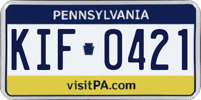 PA license plate KIF0421
