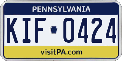 PA license plate KIF0424