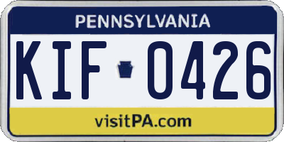 PA license plate KIF0426