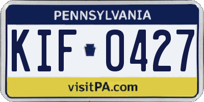 PA license plate KIF0427