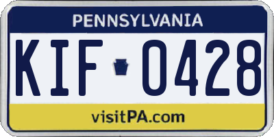 PA license plate KIF0428