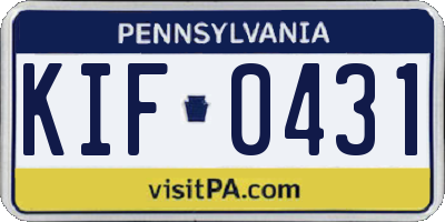 PA license plate KIF0431