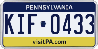 PA license plate KIF0433