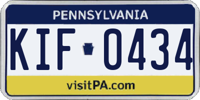 PA license plate KIF0434