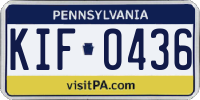 PA license plate KIF0436