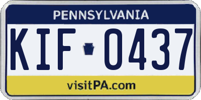 PA license plate KIF0437