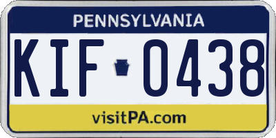 PA license plate KIF0438