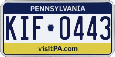 PA license plate KIF0443
