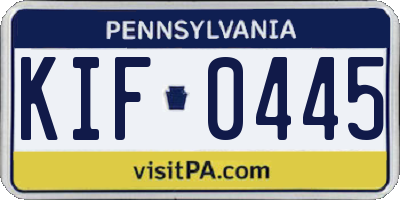 PA license plate KIF0445