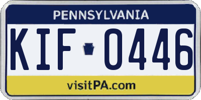 PA license plate KIF0446