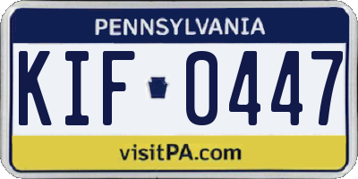 PA license plate KIF0447