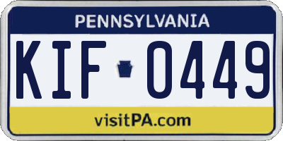 PA license plate KIF0449