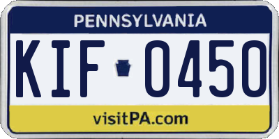 PA license plate KIF0450