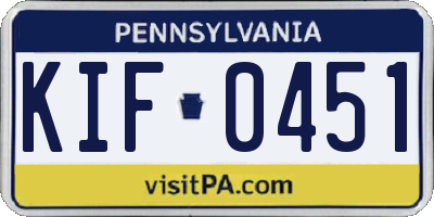 PA license plate KIF0451