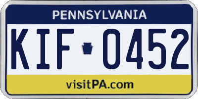 PA license plate KIF0452