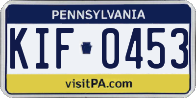 PA license plate KIF0453