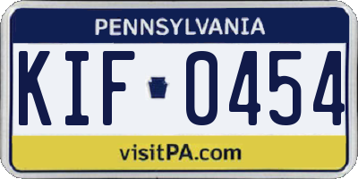 PA license plate KIF0454