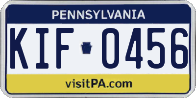 PA license plate KIF0456