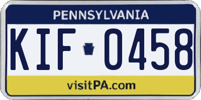 PA license plate KIF0458