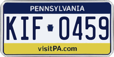 PA license plate KIF0459