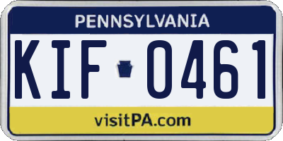 PA license plate KIF0461