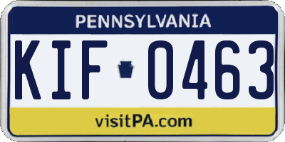 PA license plate KIF0463