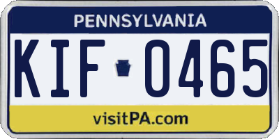 PA license plate KIF0465