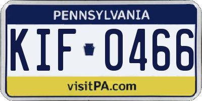 PA license plate KIF0466