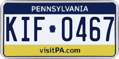 PA license plate KIF0467
