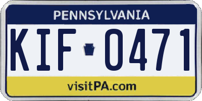 PA license plate KIF0471