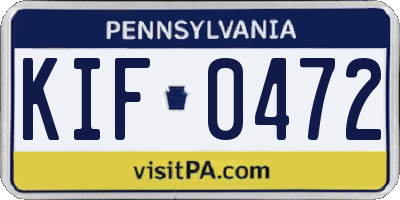 PA license plate KIF0472
