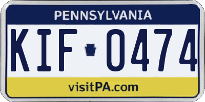PA license plate KIF0474