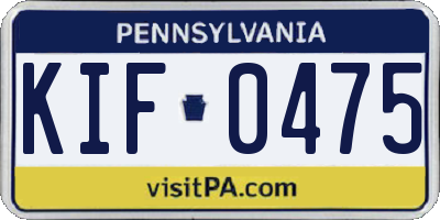 PA license plate KIF0475