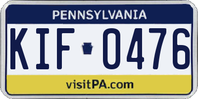 PA license plate KIF0476
