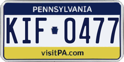PA license plate KIF0477