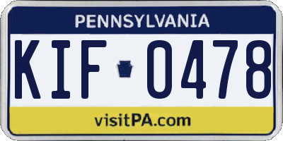 PA license plate KIF0478