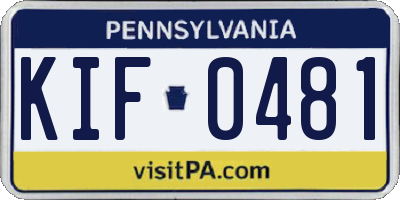 PA license plate KIF0481