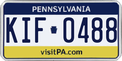 PA license plate KIF0488