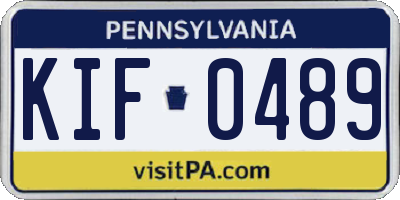 PA license plate KIF0489