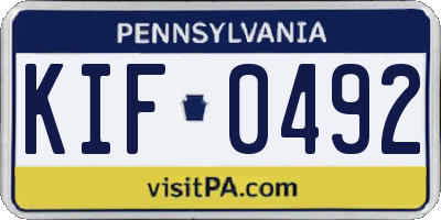 PA license plate KIF0492